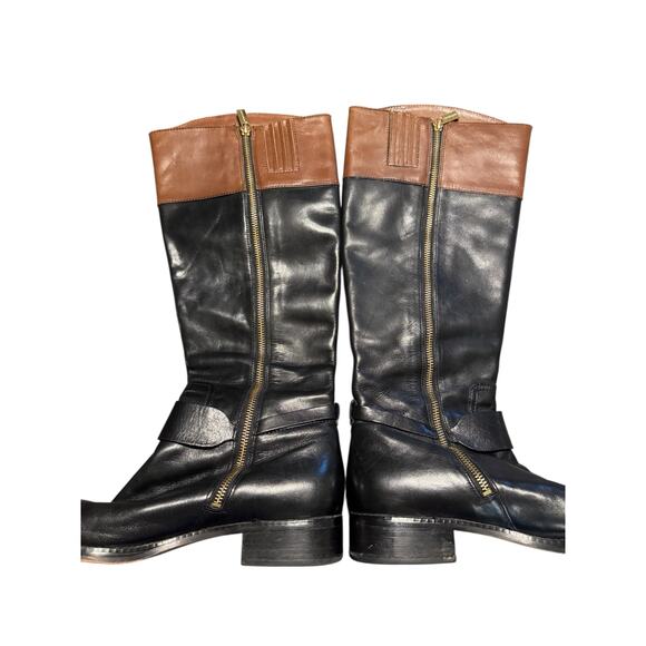Michael Kors Women Size 9 1/2 US Black/Brown Knee High Leather Boots - Picture 2 of 8